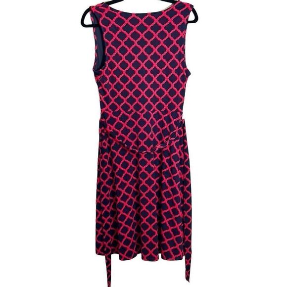 Mix by 41 Hawthorn blue & red wrap bodice sleeveless lined dress w self tie M - Picture 4 of 12